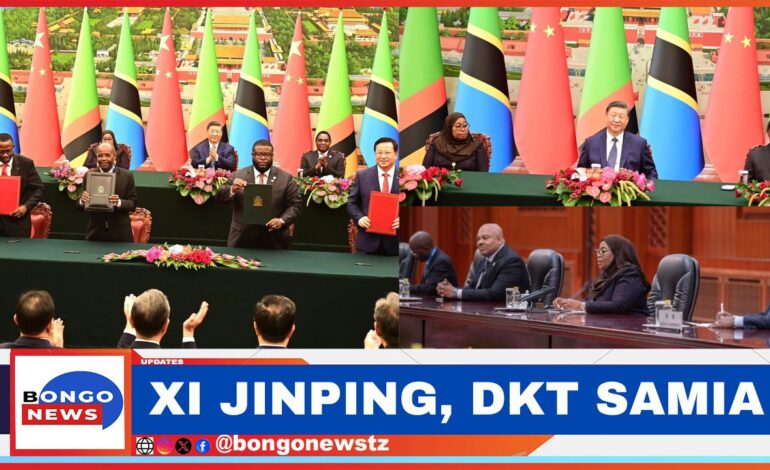  MARAIS XI JINPING, DKT SAMIA NA HICHILEMA WASAINI HATI YA MAKUBALIANO YA KUBORESHA RELI YA TAZARA